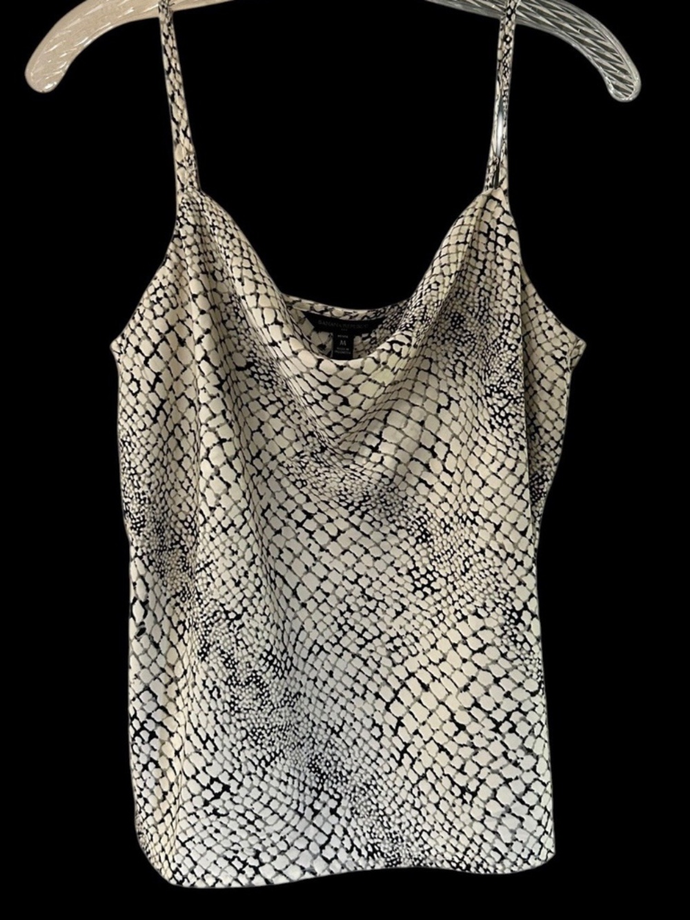 Banana Republic Snake Print Satin Tank Blouse Gray Sz Womens Petite Medium nwt